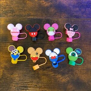 Straw Toppers SET of 8 Disney Minnie Mickey Mouse Ears Tumbler Accessory NEW